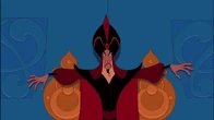 Jafar seeing Prince Ali talk to the Sultan, seeking Jasmine's hand in marriage.
