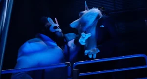 Big Daddy encountering Jimmy, when he roughly grabs him by the shirt.