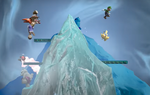 The Condor carrying an Ice Climber in Super Smash Bros. Ultimate.