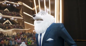 Jimmy Crystal being laughed at by the audience after making a fool of himself, looking scared as he looks upon everyone in horror.