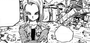 Future Android 18, as she appears in the manga.