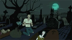 Jailbot disguising himself as a corpse to arrest Jackknife.