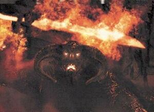 Lord of the Rings Balrog sword.jpg (25 KB) Durin's Bane holding his fiery sword and about to attack Gandalf.