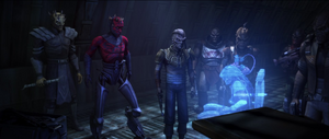 Maul demanded Ohnaka's cooperation via hologram.