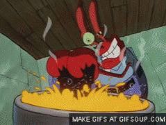 Mr. Krabs eating the boots