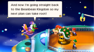 Cackletta meeting Mario, Luigi and Bowser.