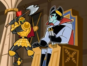 Vlad notices the armored guard attacking him.