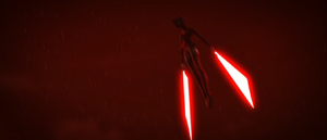 Ventress abandoned the tank and leapt into the red sky.