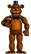 Freddy Fazbear in his FNaF 1 form appears on the logo of Fazbear Entertainment in FNaF AR.