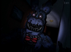 Nightmare Bonnie, moments before attacking the player in the trailer.