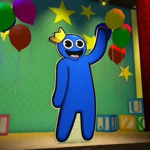 A cardboard cutout of Blue on the Finale stage.