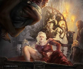 Rhaenyra giving birth to a stillborn Visenya.