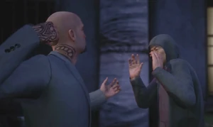 Bowden threatening Aiden, one of his trainees.