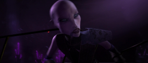 After disposing some of the Kage warriors, Ventress turns to see more boarding.