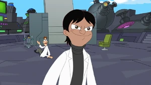 Rodrigo's evil grin as Doofenshmirtz calls him insane for his goal for world domination.
