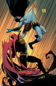 Azrael defeats Batman.