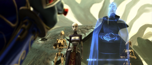 Katuunko debated with the Count over the abilities of the Jedi and the droid army.