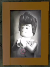Cave Johnson's portrait in LEGO Dimensions.