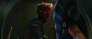 Tano and Maul crossed blades briefly.