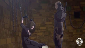 Talia making an alliance with Deathstroke, moments before he frees her from her imprisonment.