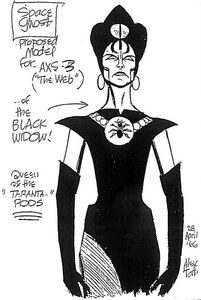 Alex Toth's original model sheet for Black Widow, alternatively known as "Spider Woman"
