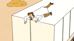 Frank Jones climbing to the back of a truck.png (458 KB) Frank climbing to the back of the truck, foolishly trying to get the trailer while the truck was heading towards a ravine.