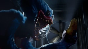 Huggy on a banner for Chapter 1's remaster.