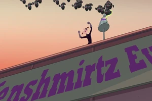 2nd Doof cackling triumphantly as his plan is coming close to success.