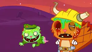 Zombie Fliqpy sees Zombie Handy.