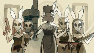 Dahlia's gang on the way to their mission.