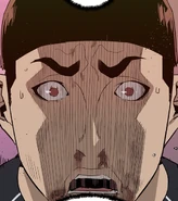 Jeongmu realizing White Mamba is his opponent