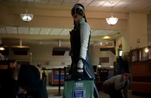 Light at her bank heist.