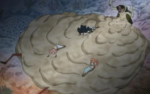 Caribou abducting some mermaids by absorbing them into his swamp.