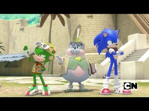 Swifty fighting Sonic.