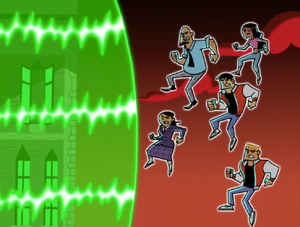 Danny manages to activate the ghost shield preventing the ghosts from breaking into Fenton Works.