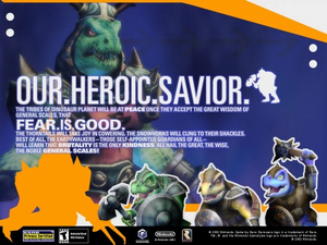 General Scales with three SharpClaws in different colors in the wallpaper for Star Fox Adventures.