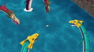 WaruSeadramon, MegaSeadramon and two Seadramon