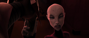 Ventress refused his offer for a droid escort on her mission to steal the clone DNA sample.