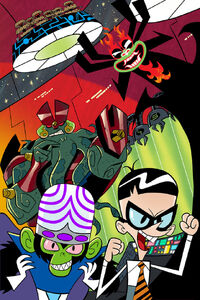 Vilgax with Mandark, Mojo Jojo, and Aku.