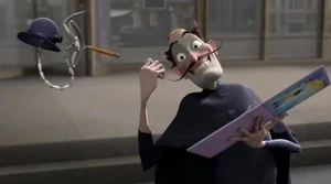 DOR-15 and the Bowler Hat Guy hatched an idea to find Lewis.