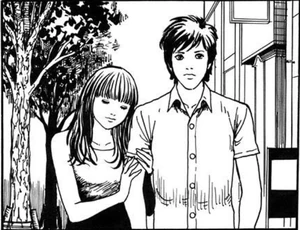 Misaki walking with Shigeru.