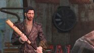 The male Sole Survivor comforting Riley after saving him from his brother in Diamond City