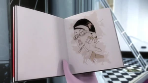 Collector capturing Nathalie in a sketch.