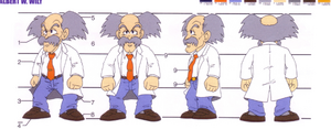 A front, side, and rear view of Dr. Wily.