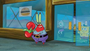 Mr. Krabs counts his money.