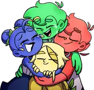 Turminha3anos.webp (121 KB) Morajo, Zulmi, Linn and Torajo hugging each other.