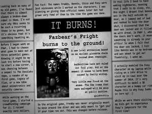 Springtrap or Dark Springtrap in the newspaper at the end of Five Nights at Freddy's 3