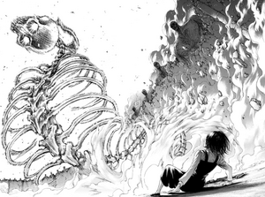 Eren survives from his beheading, initiates the Rumbling and turns into the Founding Titan