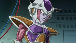 Frieza sadistically grins as Sorbet blasts Goku