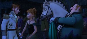 Hans being told by Anna she needs him to look after the people of Arendelle, which he accepts.